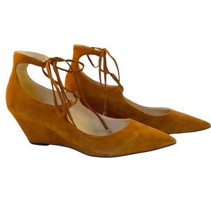 Marc Fisher WILLY Cognac Suede Wedge Pointed Toe